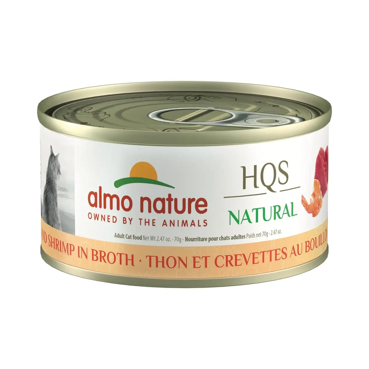 Almo Nature HQS Natural Wet Cat Food Tuna & Shrimp 2.47 oz | Grain-Free, All-Natural, High-Protein - main product image