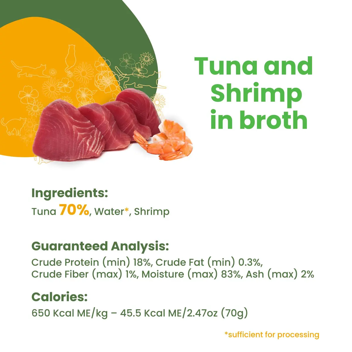 Almo Nature HQS Natural Wet Cat Food Tuna & Shrimp 2.47 oz | Grain-Free, All-Natural, High-Protein - view 2