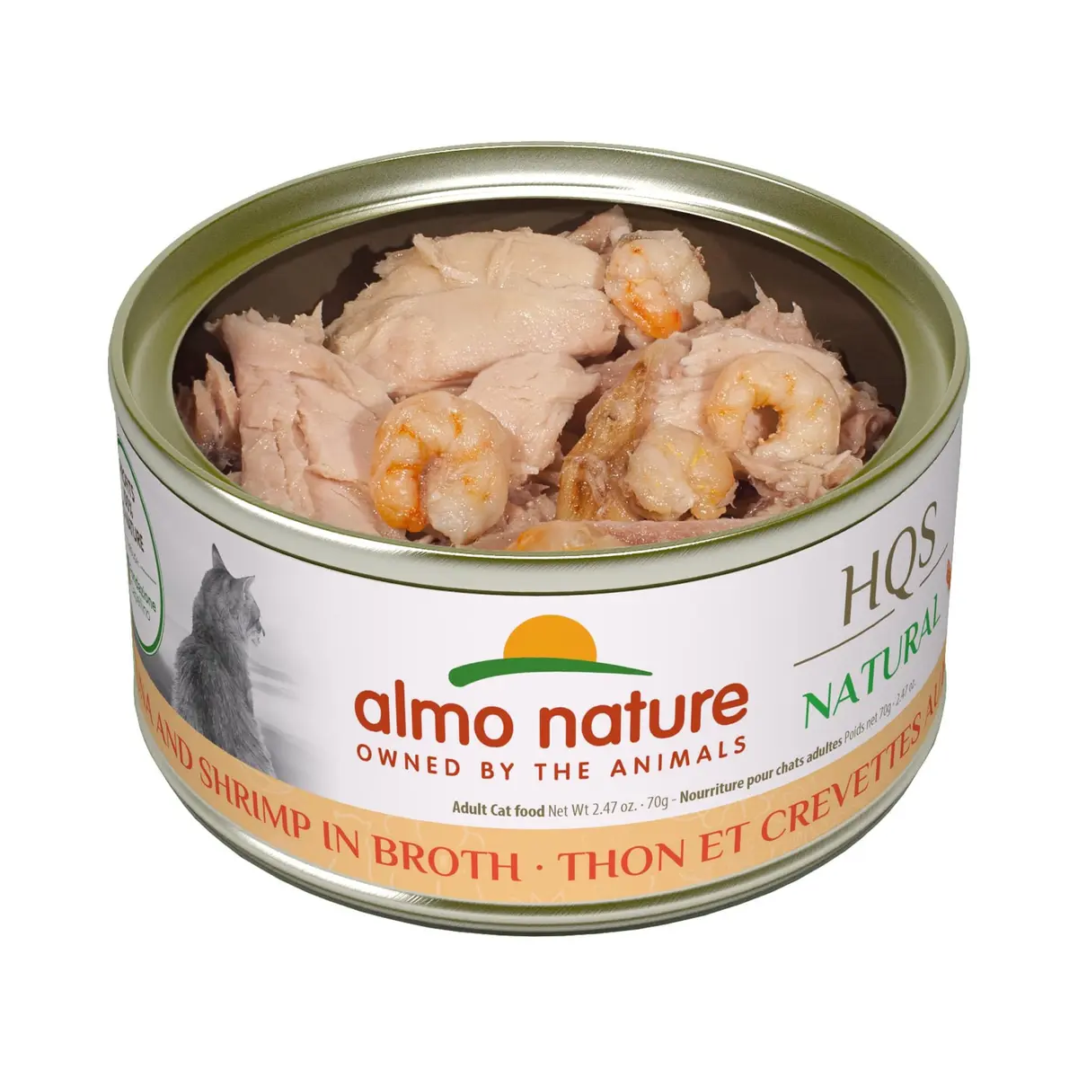 Almo Nature HQS Natural Wet Cat Food Tuna & Shrimp 2.47 oz | Grain-Free, All-Natural, High-Protein - view 3