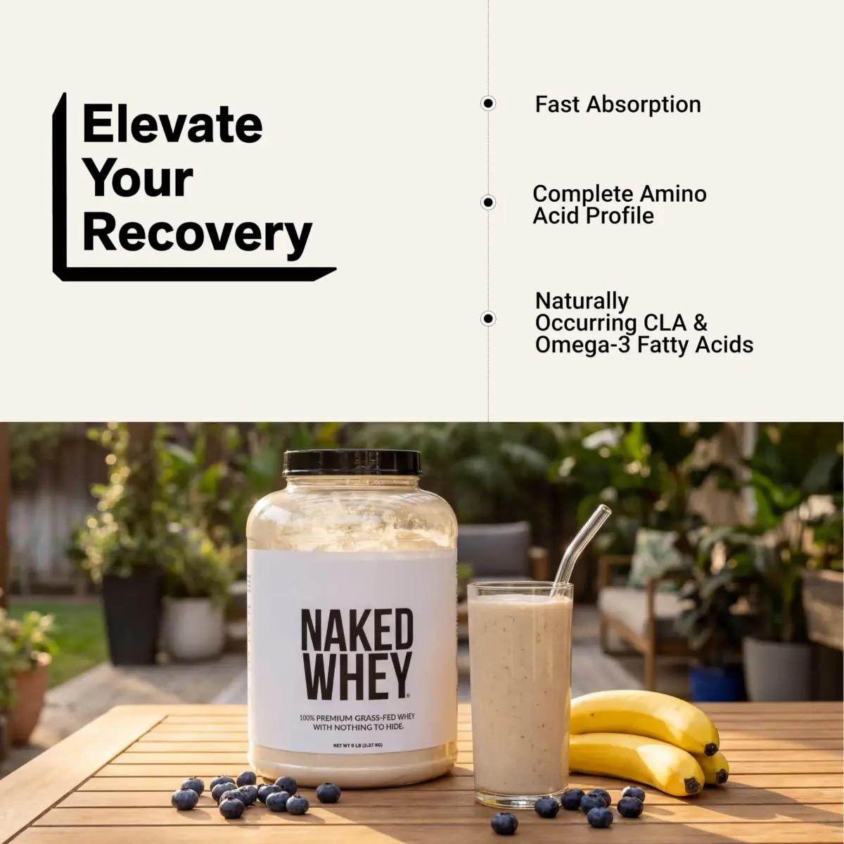 NAKED Whey 5LB Unflavored Grass Fed Protein Powder | NSF Certified, 25g Protein Per Serving - view 6