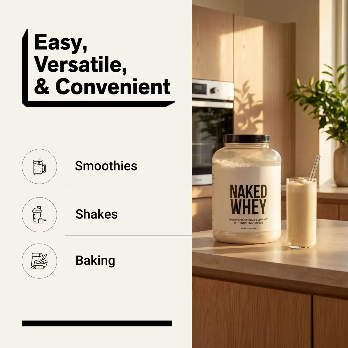NAKED Whey 5LB Unflavored Grass Fed Protein Powder | NSF Certified, 25g Protein Per Serving - view 7