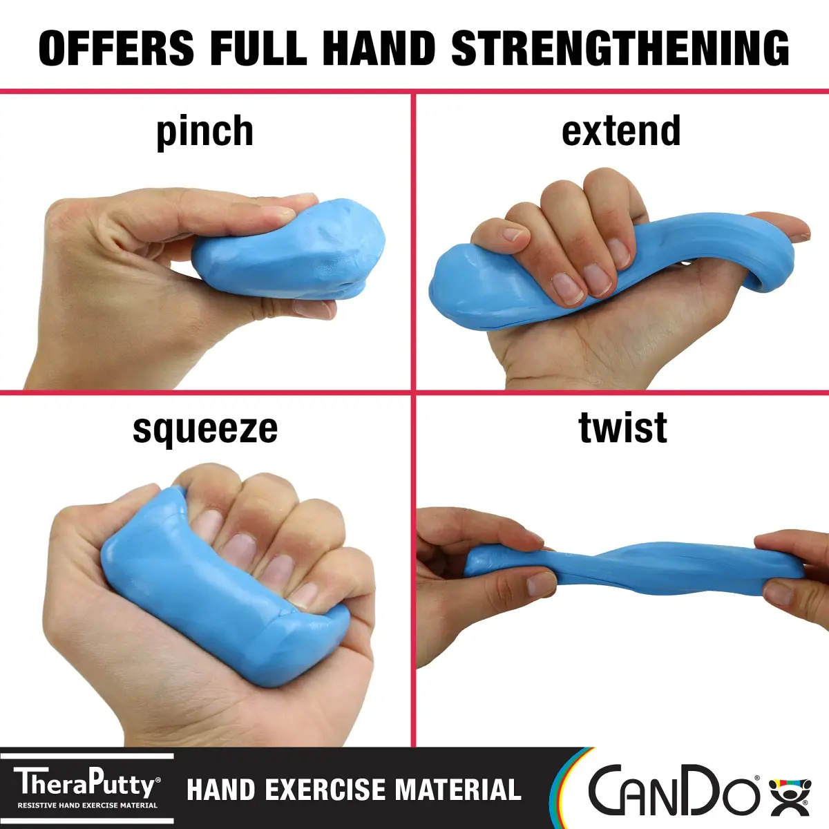 CanDo TheraPutty 6-Piece Set 1 lb (454g) | Standard Hand Exercise Putty for Rehabilitation and Stress Relief - view 3