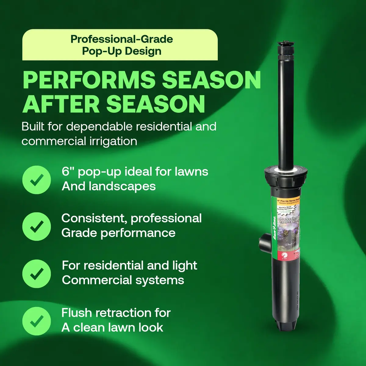 Rain Bird 1806VAN 1800 Series Professional Pop-Up Sprinkler Head 15.24 cm (6 Inch) 5-Pack | Precision Watering for Lawns & Gardens - view 2