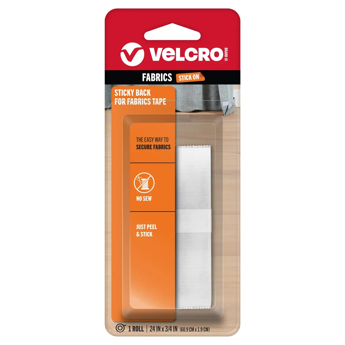 VELCRO Brand Sticky Back for Fabrics Tape, 24 in x 3/4 in, White | Strong Fabric Bond, No Sewing Needed - main product image