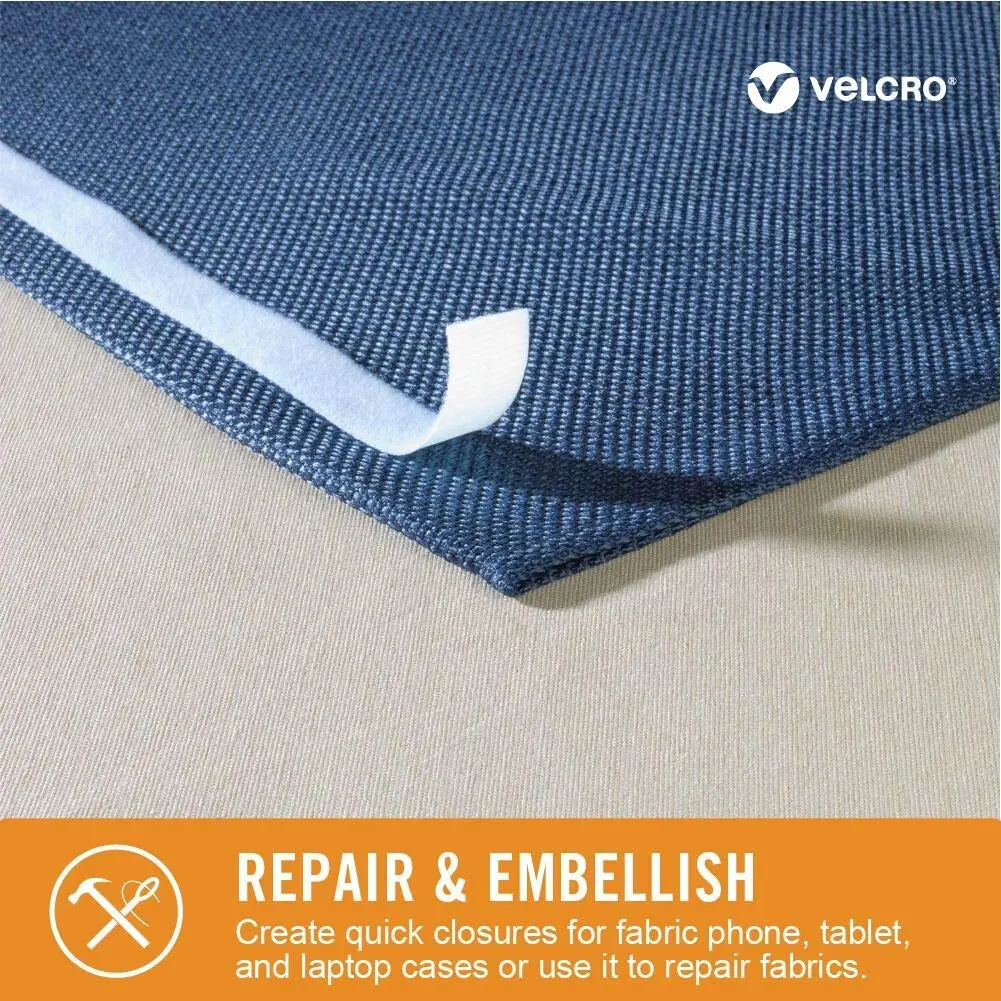 VELCRO Brand Sticky Back for Fabrics Tape, 24 in x 3/4 in, White | Strong Fabric Bond, No Sewing Needed - view 2