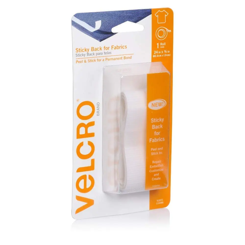 VELCRO Brand Sticky Back for Fabrics Tape, 24 in x 3/4 in, White | Strong Fabric Bond, No Sewing Needed - view 4