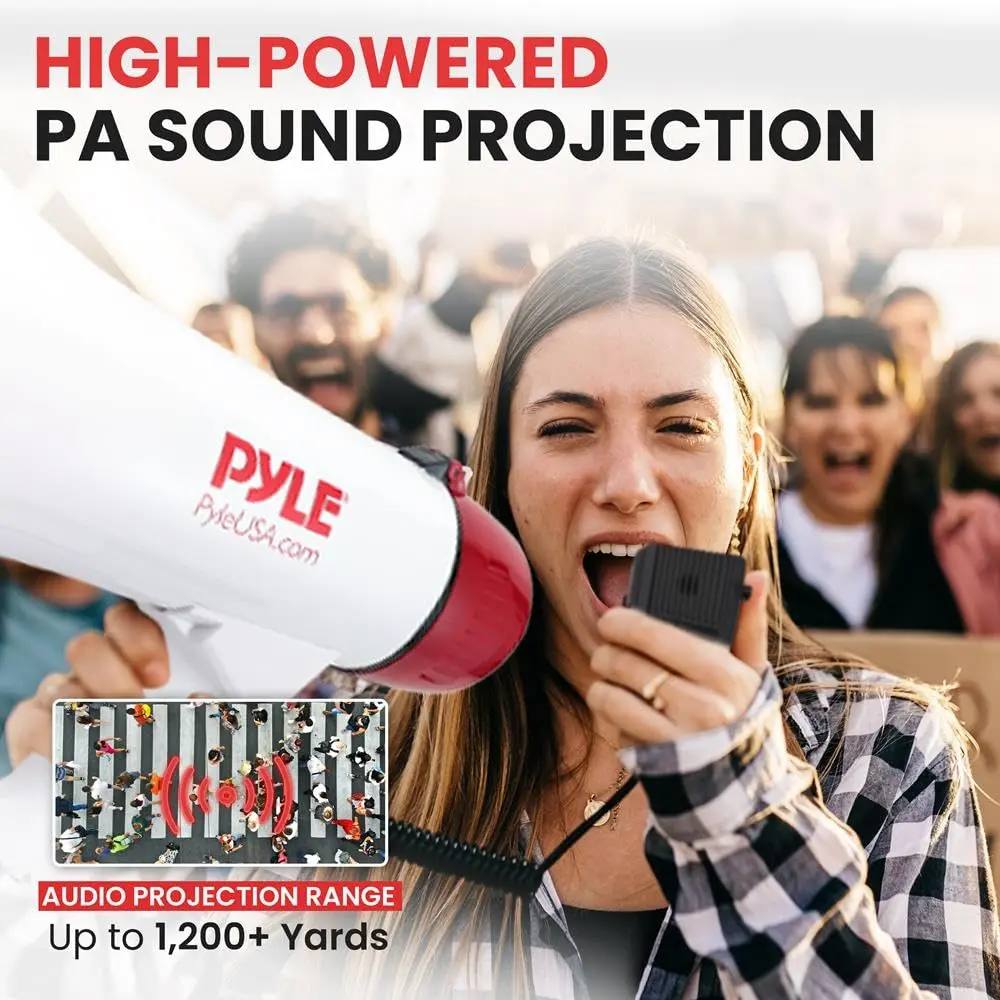 Pyle 40W Megaphone Bullhorn with Bluetooth & Siren, 8'' x 13.1'' | Crowd Control & Safety - view 8