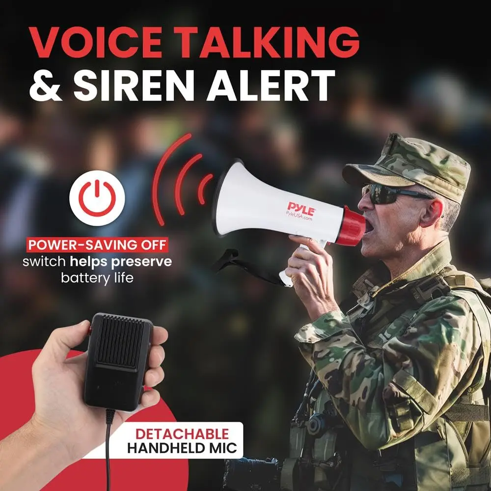 Pyle 40W Megaphone Bullhorn with Bluetooth & Siren, 8'' x 13.1'' | Crowd Control & Safety - view 2