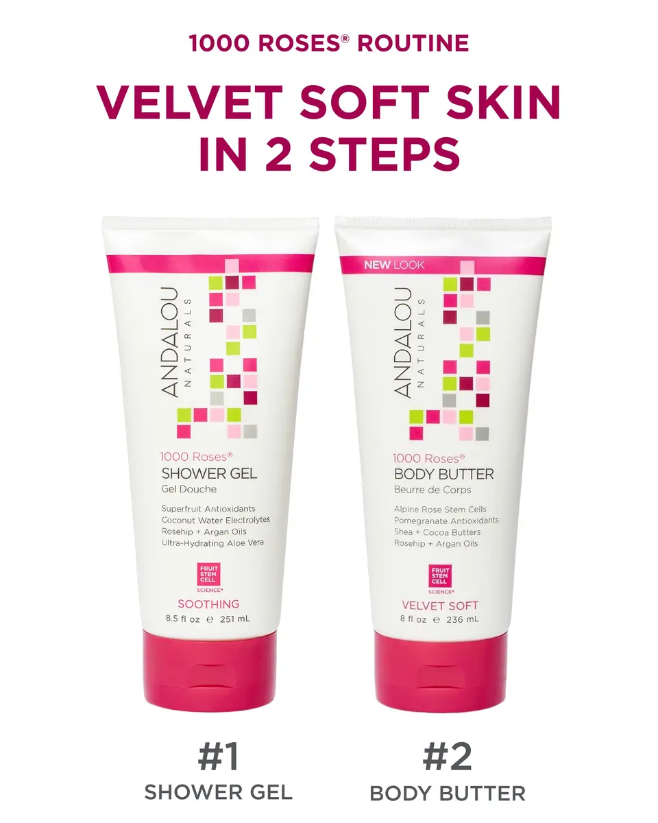 Andalou Naturals 1000 Roses Velvet Soft Body Butter 236ml (8 fl oz) | Hydrates Dry Skin with Shea & Cocoa Butters - view 3