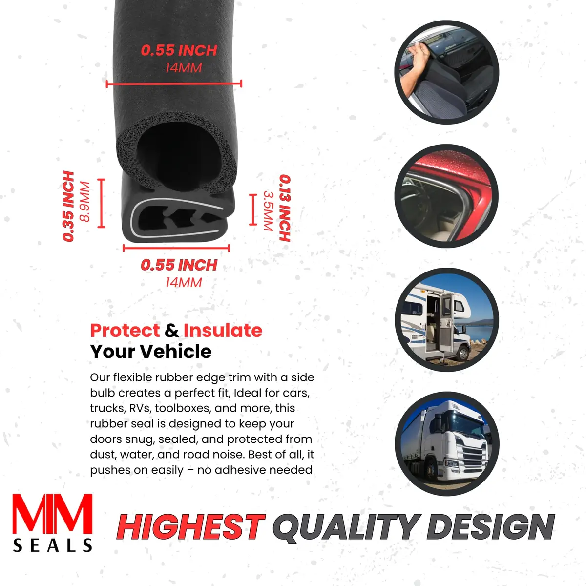 Seal Rubber Weather Stripping 25 Feet | No Adhesive Car Door Seal, Heavy-Duty EPDM Rubber, Universal Fit - view 3
