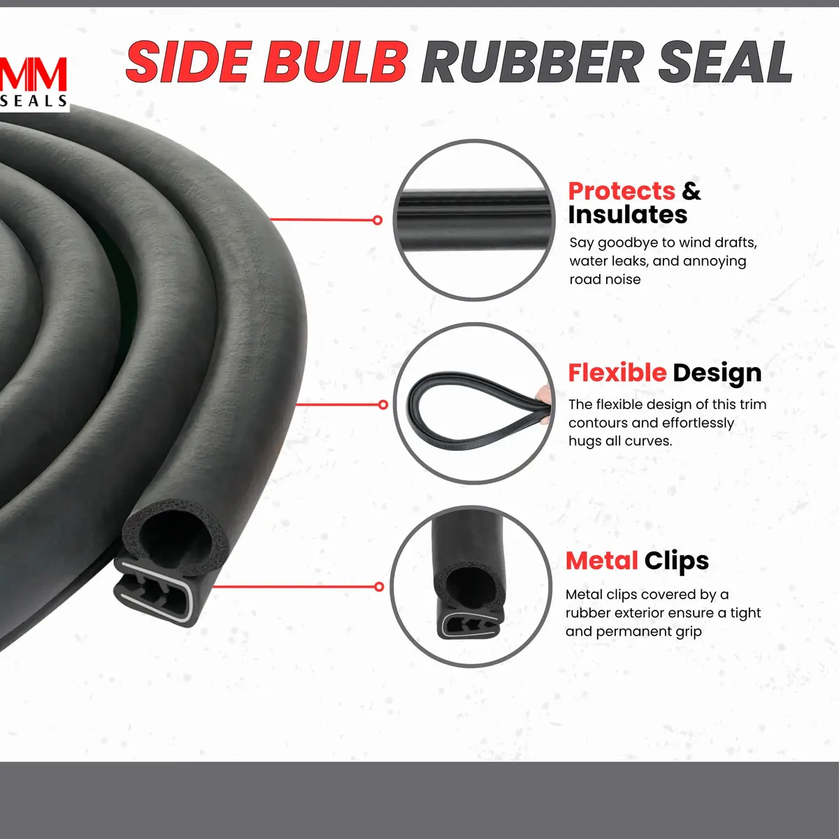 Seal Rubber Weather Stripping 25 Feet | No Adhesive Car Door Seal, Heavy-Duty EPDM Rubber, Universal Fit - view 4