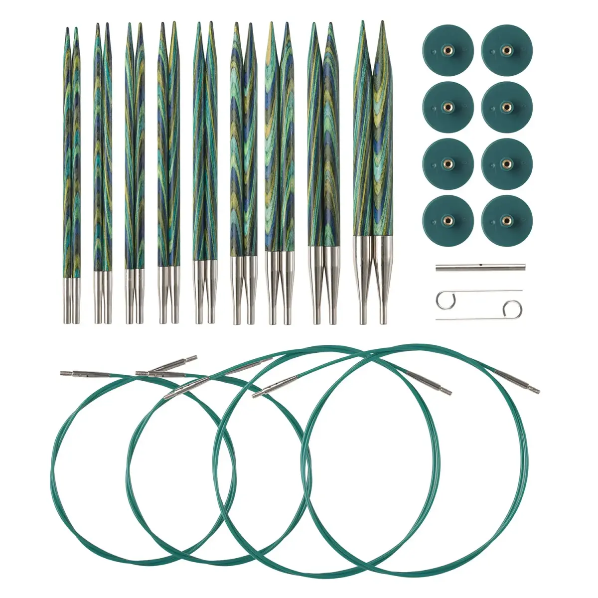 Knit Picks Caspian Wood Interchangeable Knitting Needles Set US 4-11 (3.5mm-8mm) | Versatile Set for All Projects - main product image