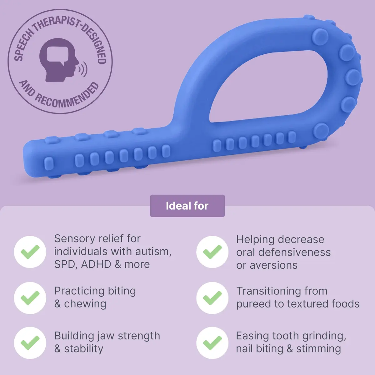 ARK Therapeutic Textured Grabber Sensory Chew XXT Very Firm Royal Blue | Oral Motor Therapy Tool for Adults & Kids - view 3
