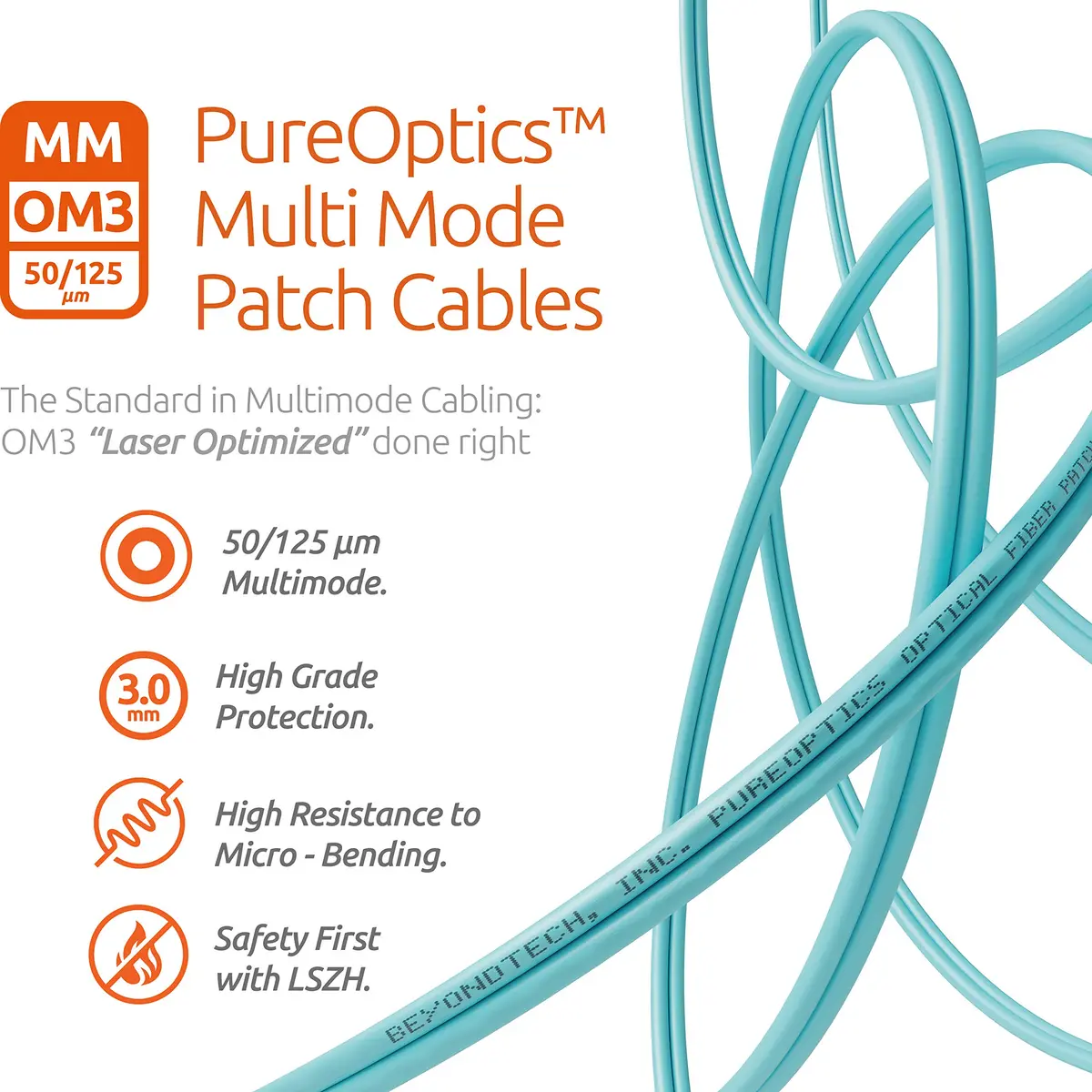 BEYONDTECH 1m (3.28ft) LC to SC Fiber Patch Cable – Multimode Duplex, 50/125µm, 10G, LSZH, Compatible with OM3, Data Center & Enterprise - view 5