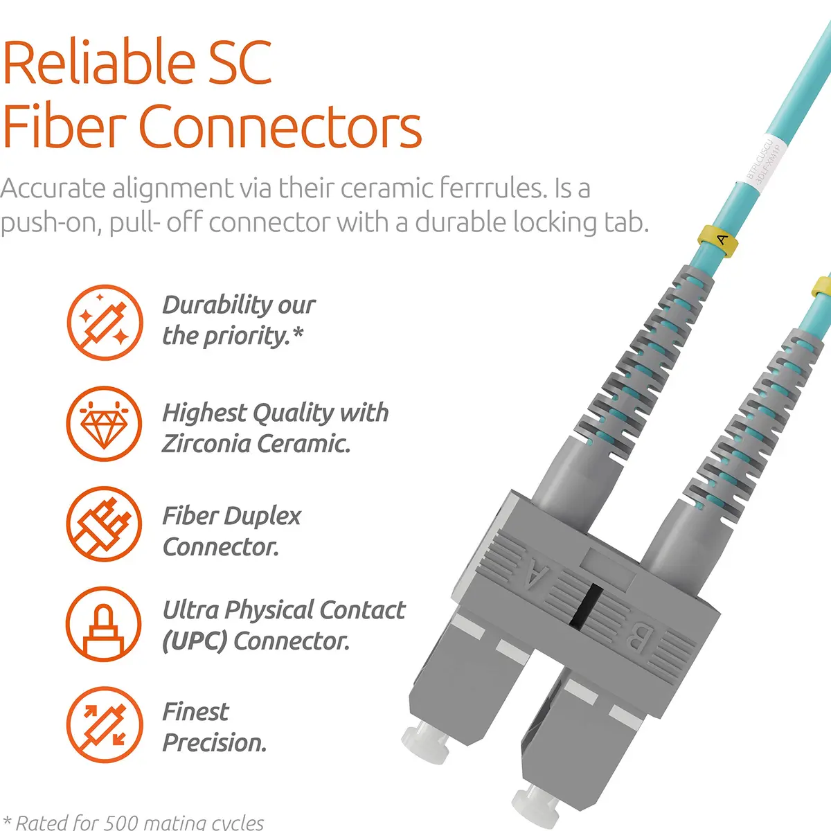 BEYONDTECH 1m (3.28ft) LC to SC Fiber Patch Cable – Multimode Duplex, 50/125µm, 10G, LSZH, Compatible with OM3, Data Center & Enterprise - view 3