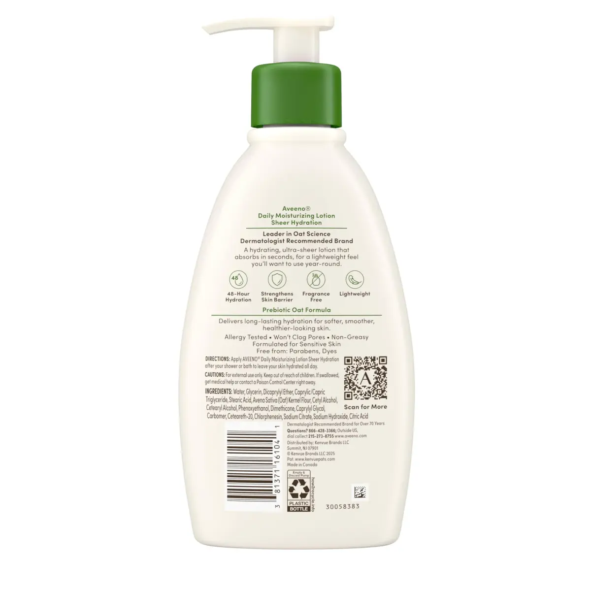 Aveeno Sheer Hydration Daily Moisturizing Lotion, Fragrance-Free, 355ml (12 fl. oz) | Dermatologist Recommended for Dry Skin - view 9