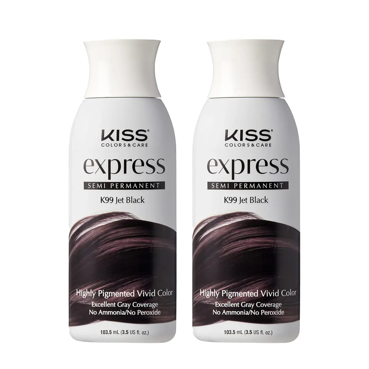 KISS Express Color Semi-Permanent Jet Black Hair Color 103ml (3.5 Fl Oz) | Pack of 2 Bottles - main product image