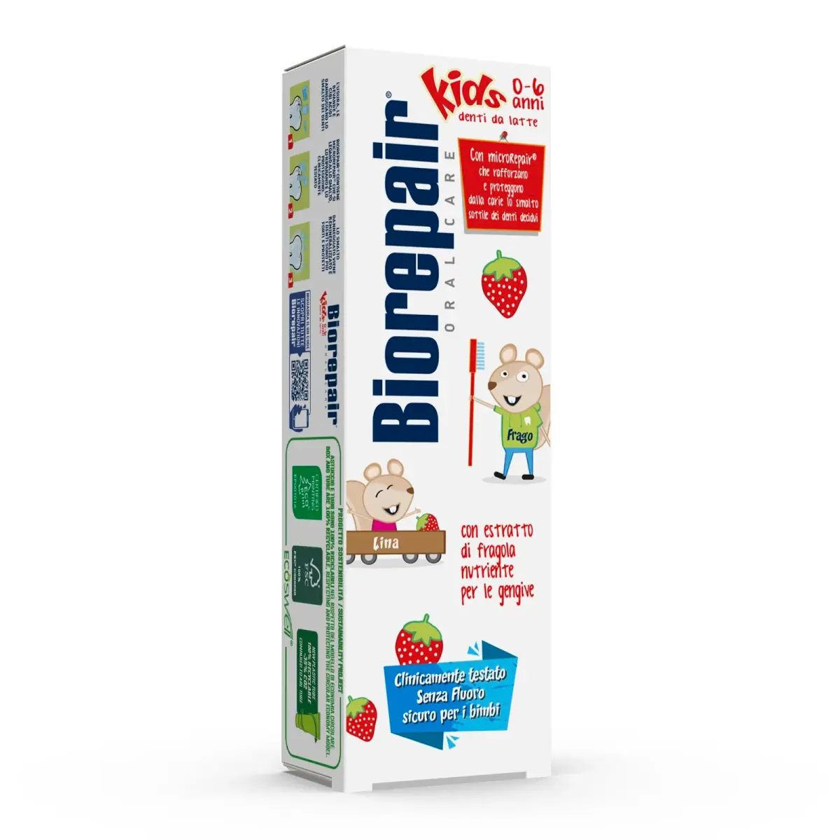 Biorepair Junior Toothpaste Wild Strawberry 50ml (1.7 Fl Oz) | Protects Against Cavities & Plaque - main product image