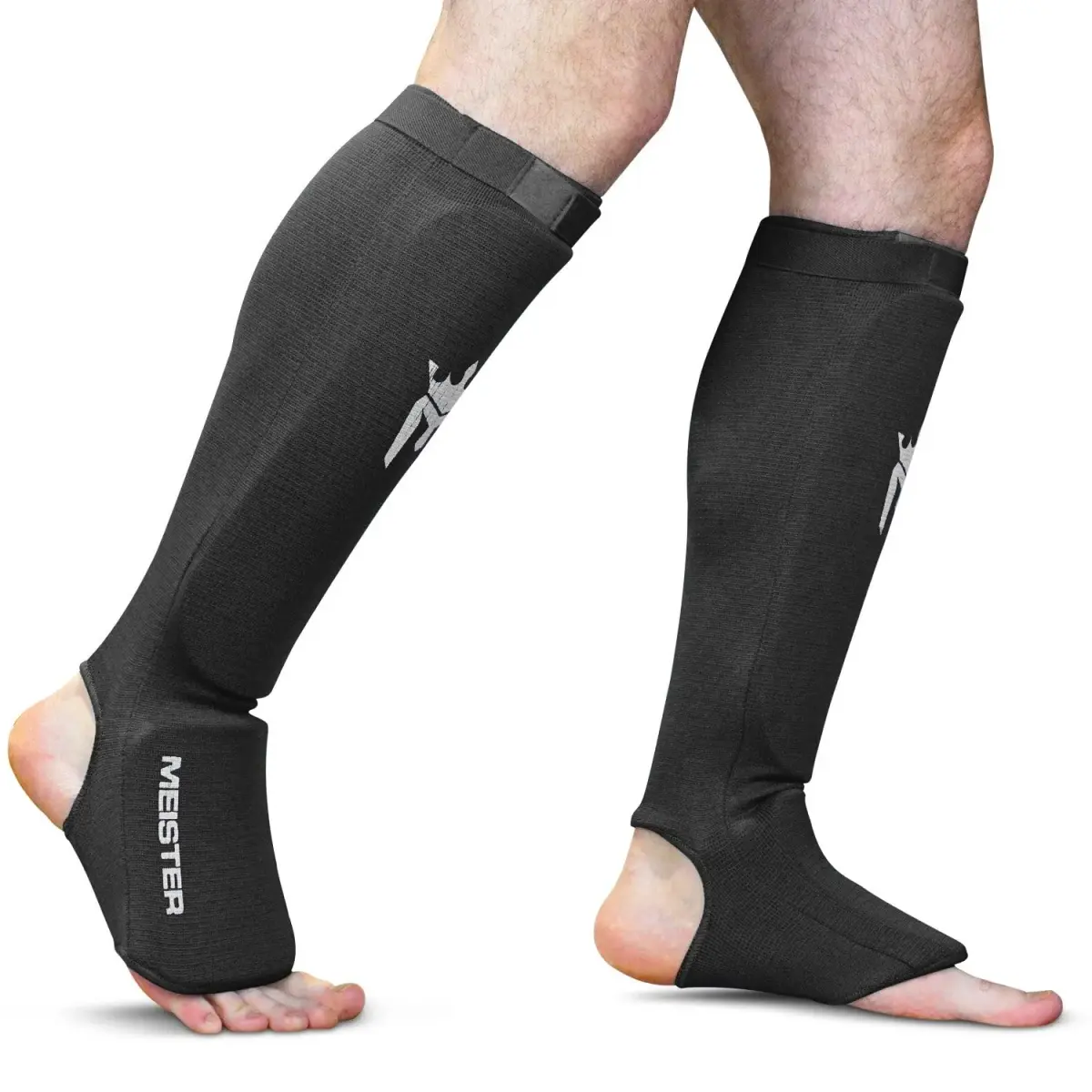 Meister MMA Elastic Cloth Shin & Instep Guards - Black - Youth/X-Small - view 2