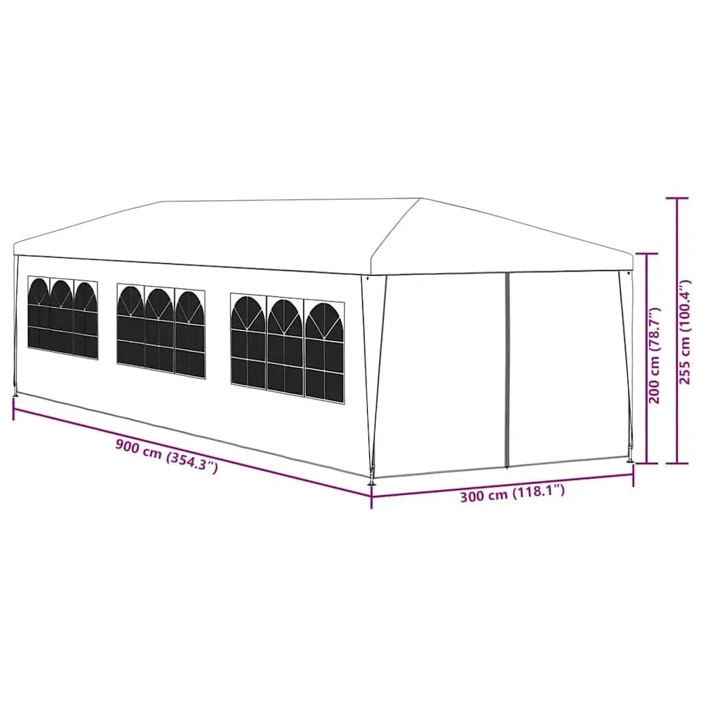 vidaXL Party Tent 10'x30' Blue | UV & Water Resistant Outdoor Shelter (70-120 chars) - view 3