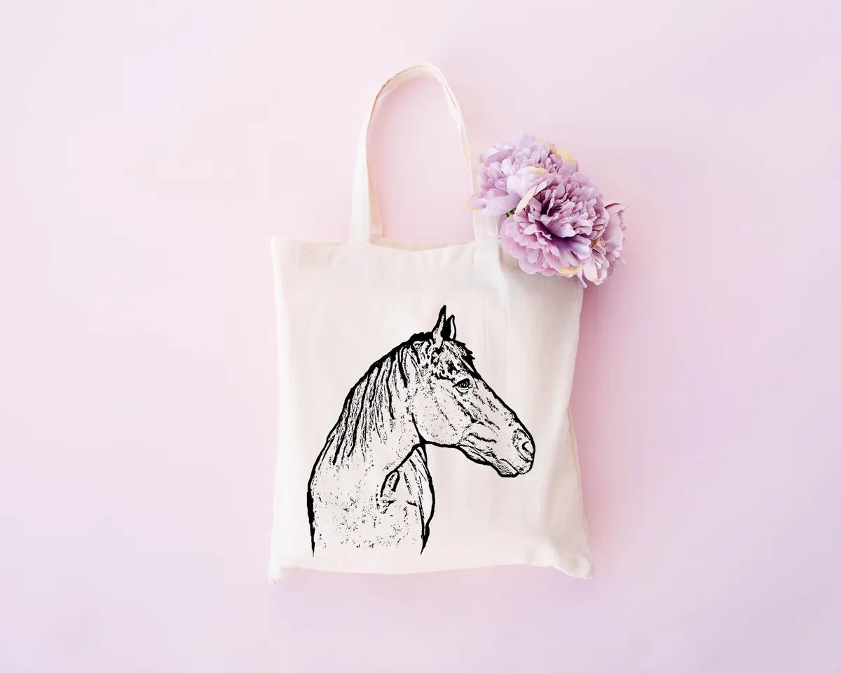 Pet Studio Art Inca the Horse Tote Bag | Hand-printed Cotton Pet Lover Accessory - view 5