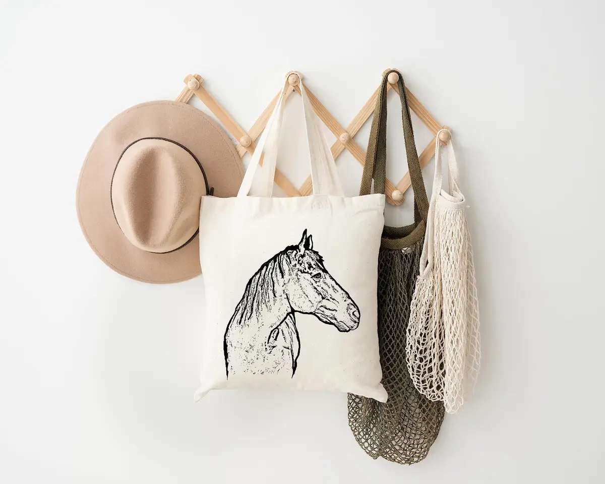Pet Studio Art Inca the Horse Tote Bag | Hand-printed Cotton Pet Lover Accessory - view 6
