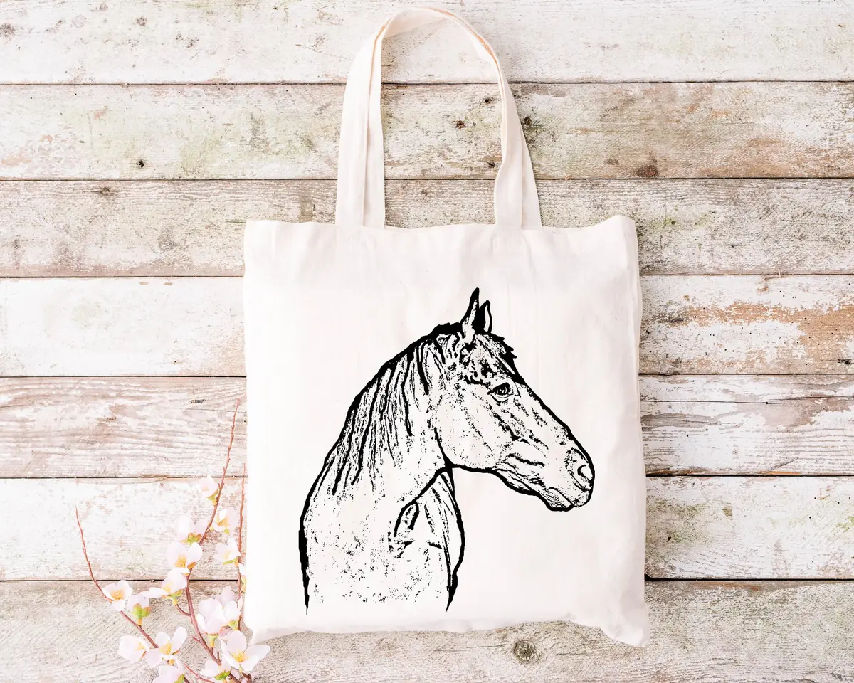 Pet Studio Art Inca the Horse Tote Bag | Hand-printed Cotton Pet Lover Accessory - view 7