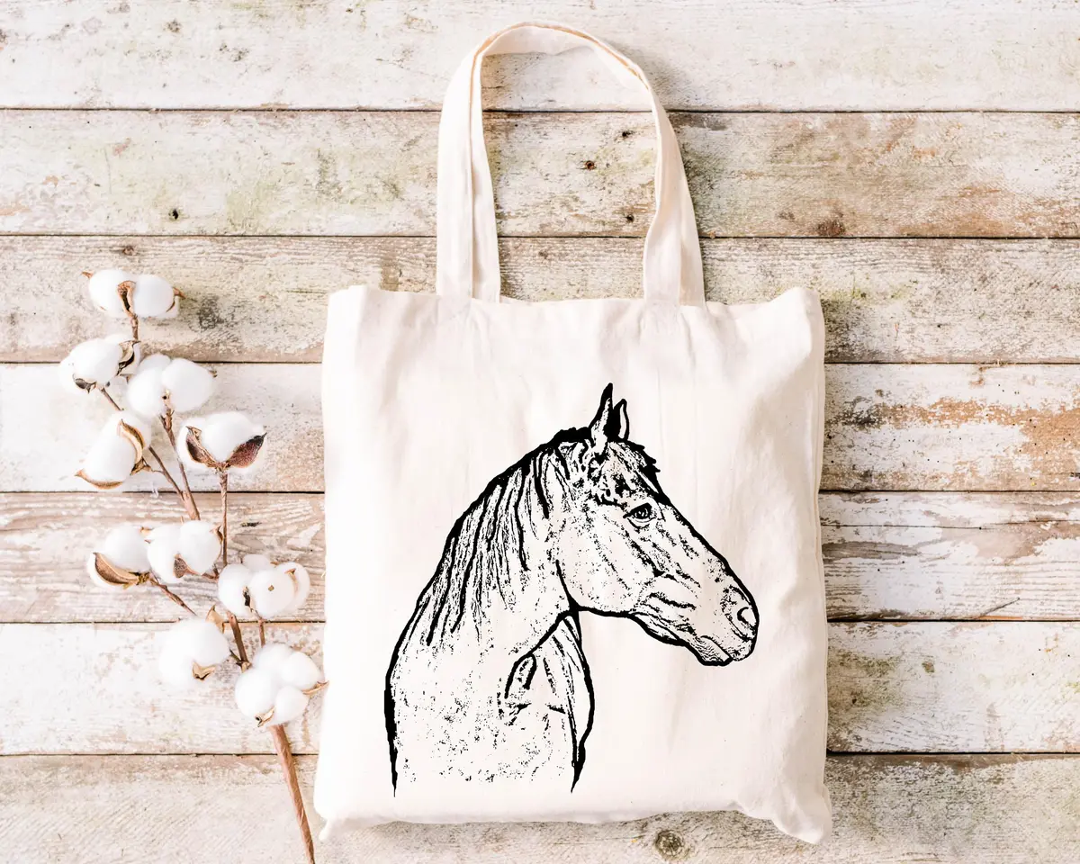 Pet Studio Art Inca the Horse Tote Bag | Hand-printed Cotton Pet Lover Accessory - view 8