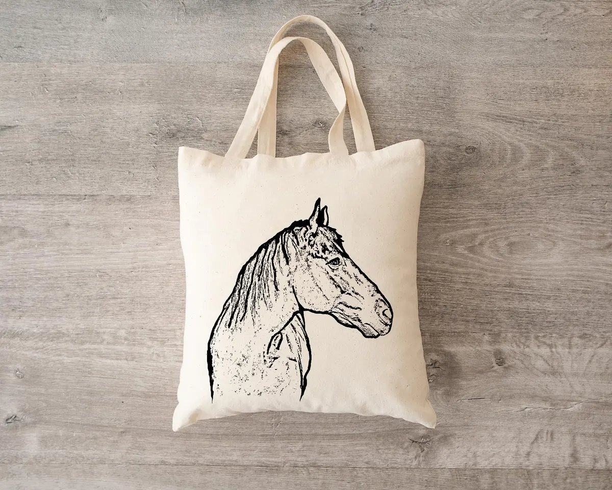 Pet Studio Art Inca the Horse Tote Bag | Hand-printed Cotton Pet Lover Accessory - view 9