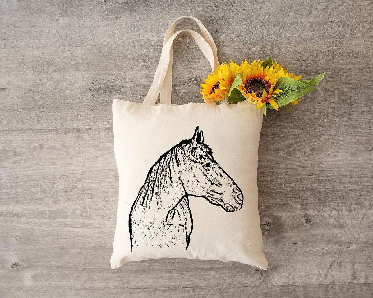 Pet Studio Art Inca the Horse Tote Bag | Hand-printed Cotton Pet Lover Accessory - view 2