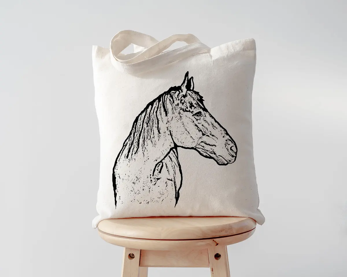 Pet Studio Art Inca the Horse Tote Bag | Hand-printed Cotton Pet Lover Accessory - view 3