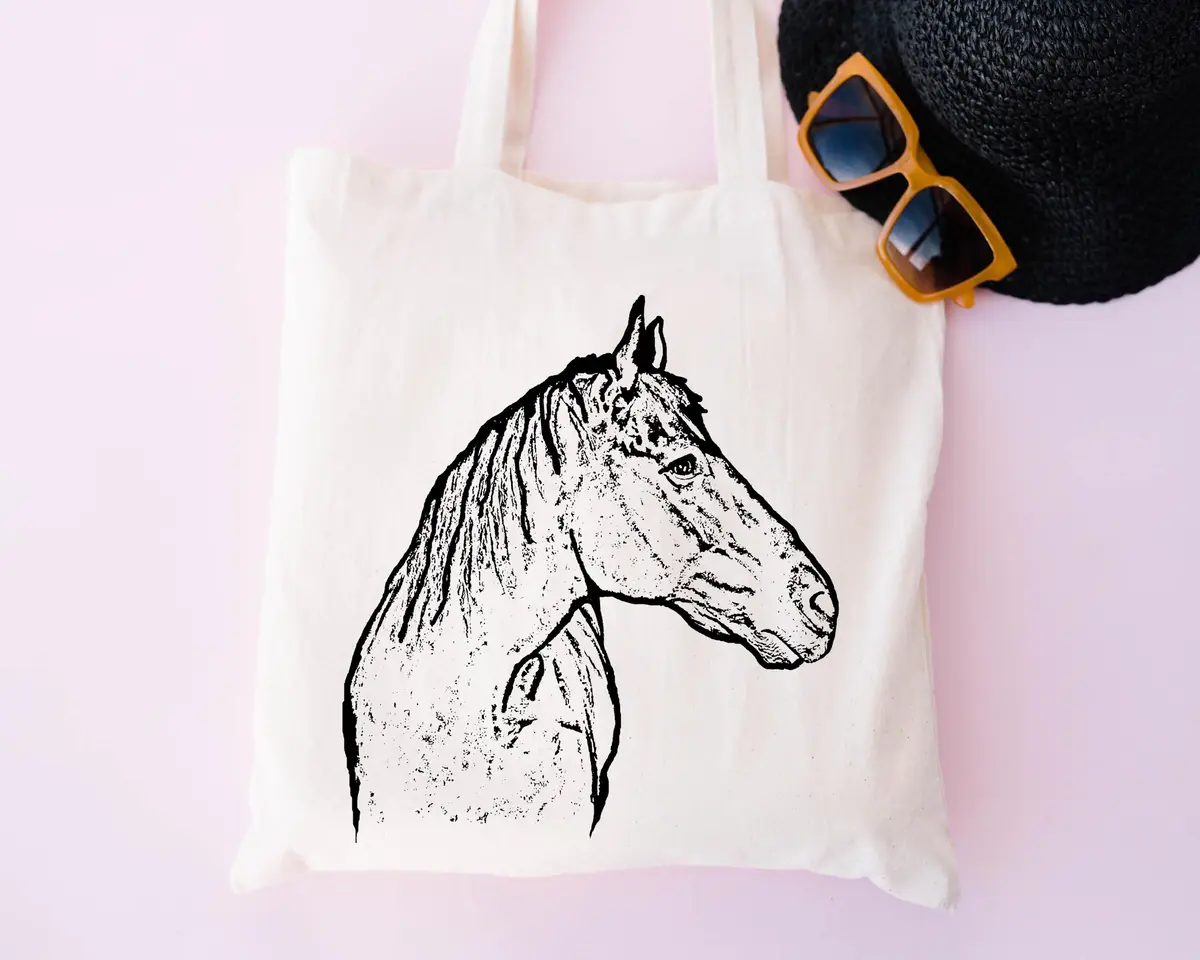 Pet Studio Art Inca the Horse Tote Bag | Hand-printed Cotton Pet Lover Accessory - view 4