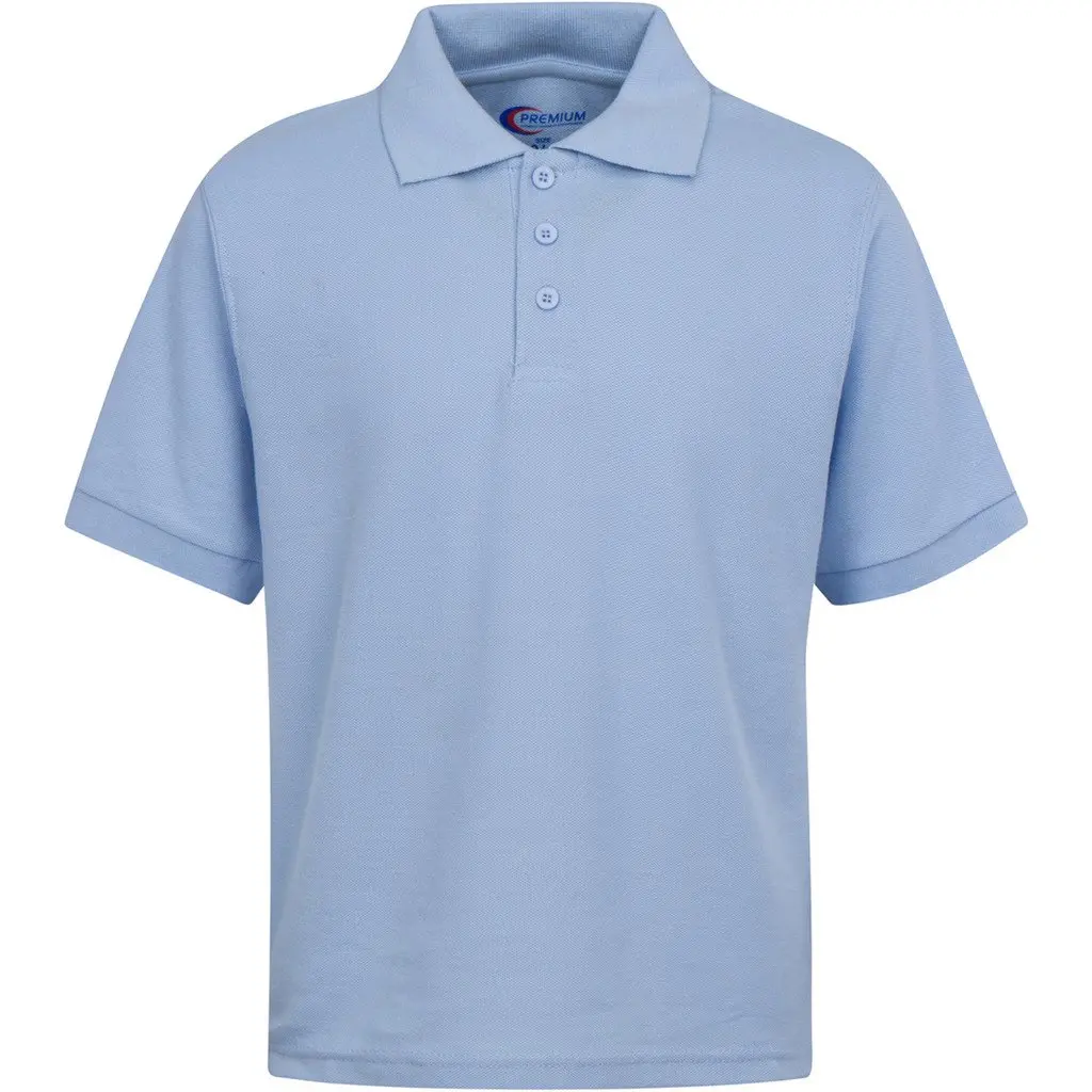 Premium Wear Boys' Short Sleeve School Uniform Polo Shirt, Light Blue, S | Stylish, Durable & Easy to Clean - main product image