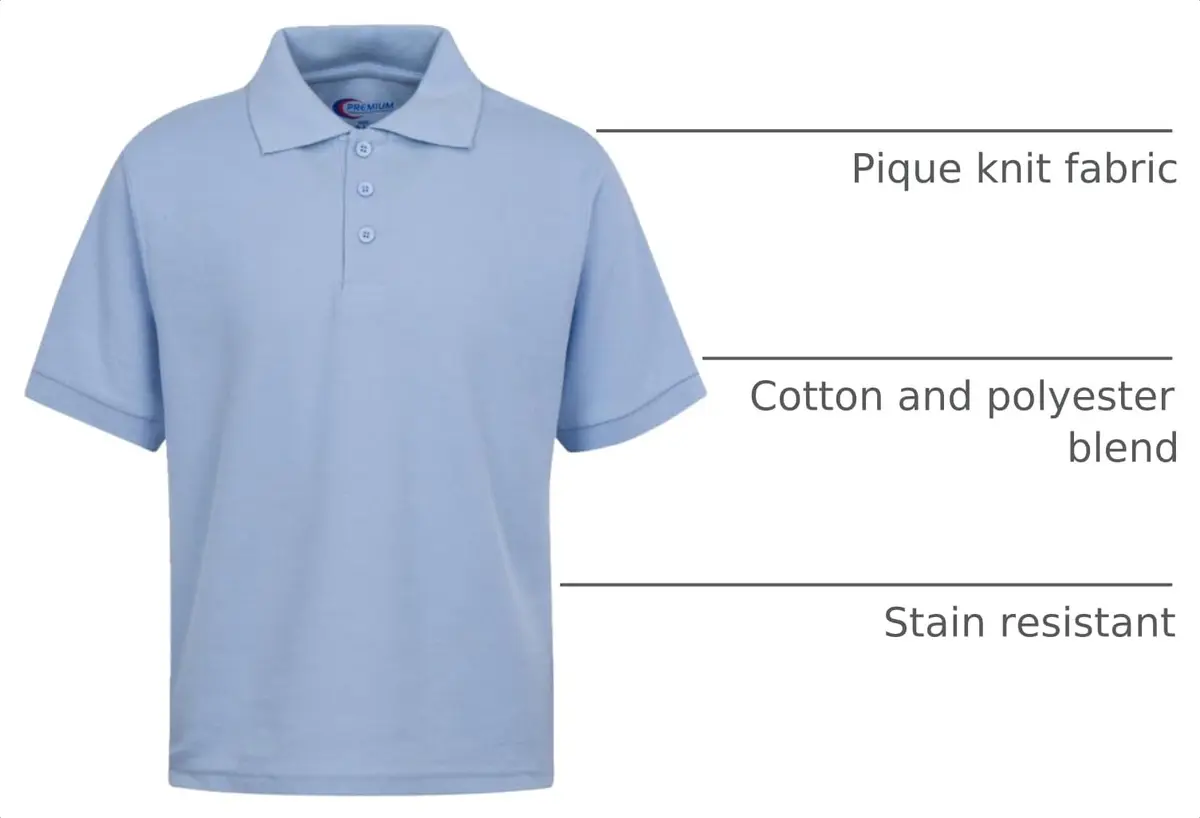 Premium Wear Boys' Short Sleeve School Uniform Polo Shirt, Light Blue, S | Stylish, Durable & Easy to Clean - view 3