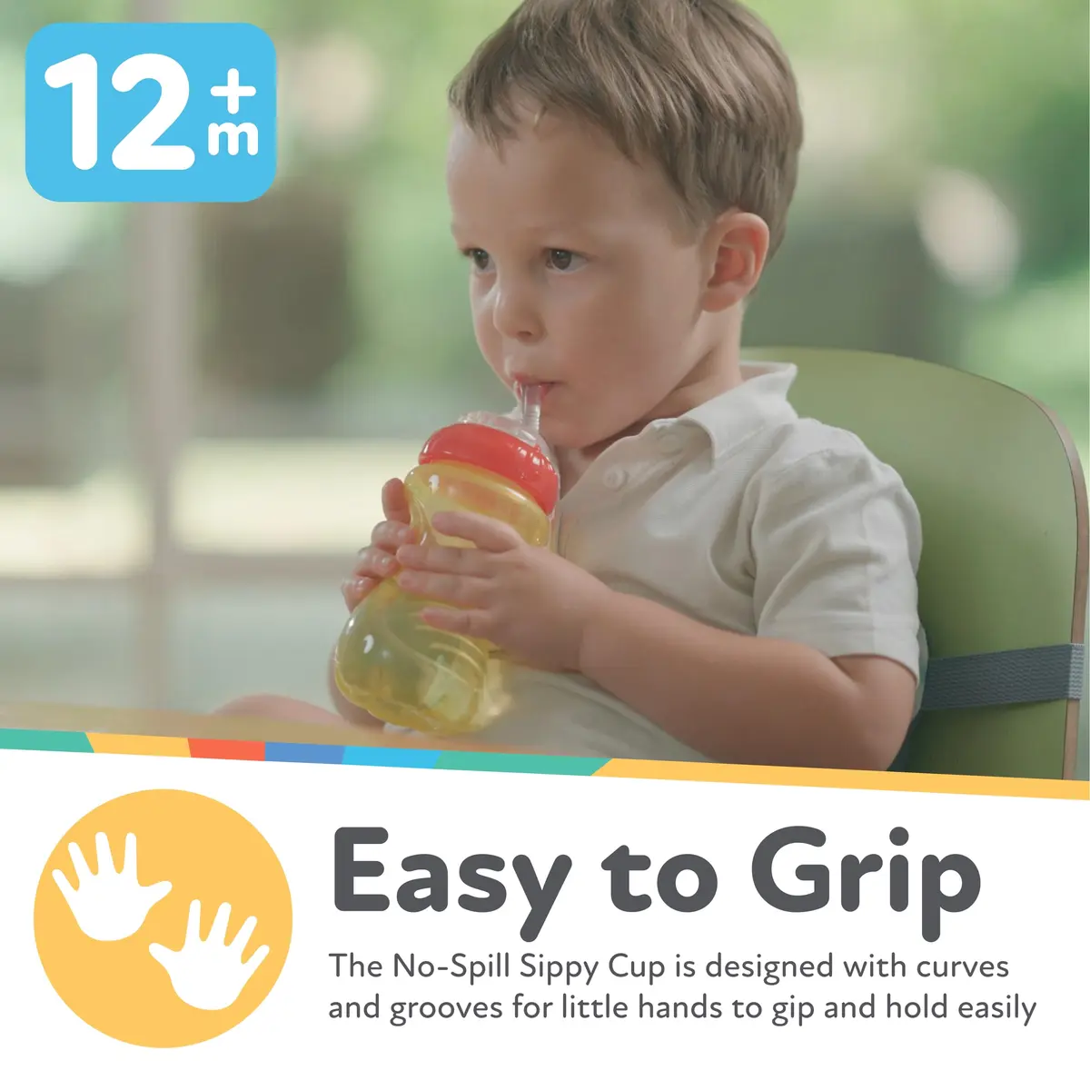 Nuby No-Spill Soft Straw Easy Grip Sippy Cup 300ml (10 Oz) 3-Pack | Spill-Proof Toddler Cup for Babies 12+ Months - view 3