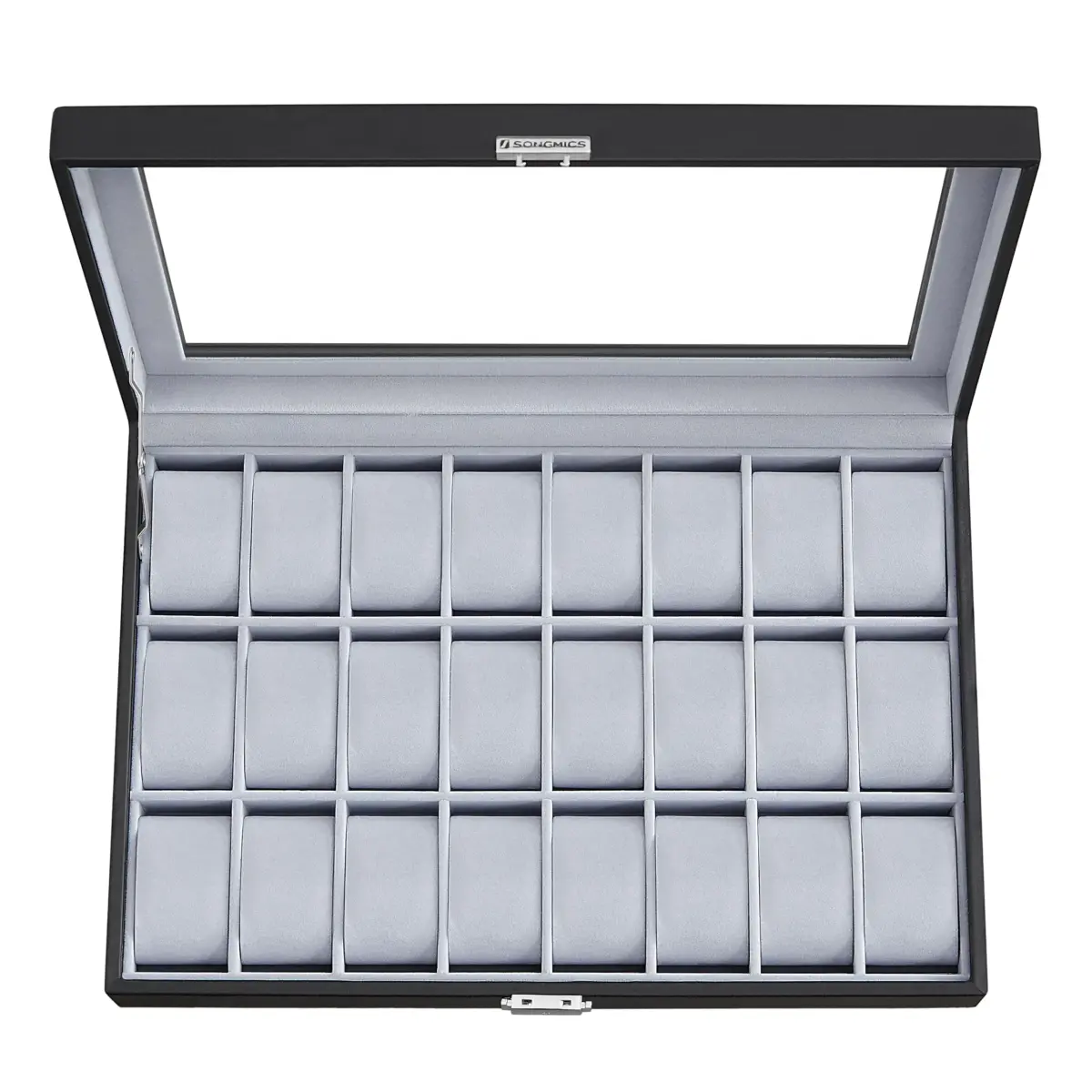 SONGMICS 24-Slot Watch Box Organizer with Glass Lid & Lock | 43.5cm (17.1") L x 29.5cm (11.6") W - view 8