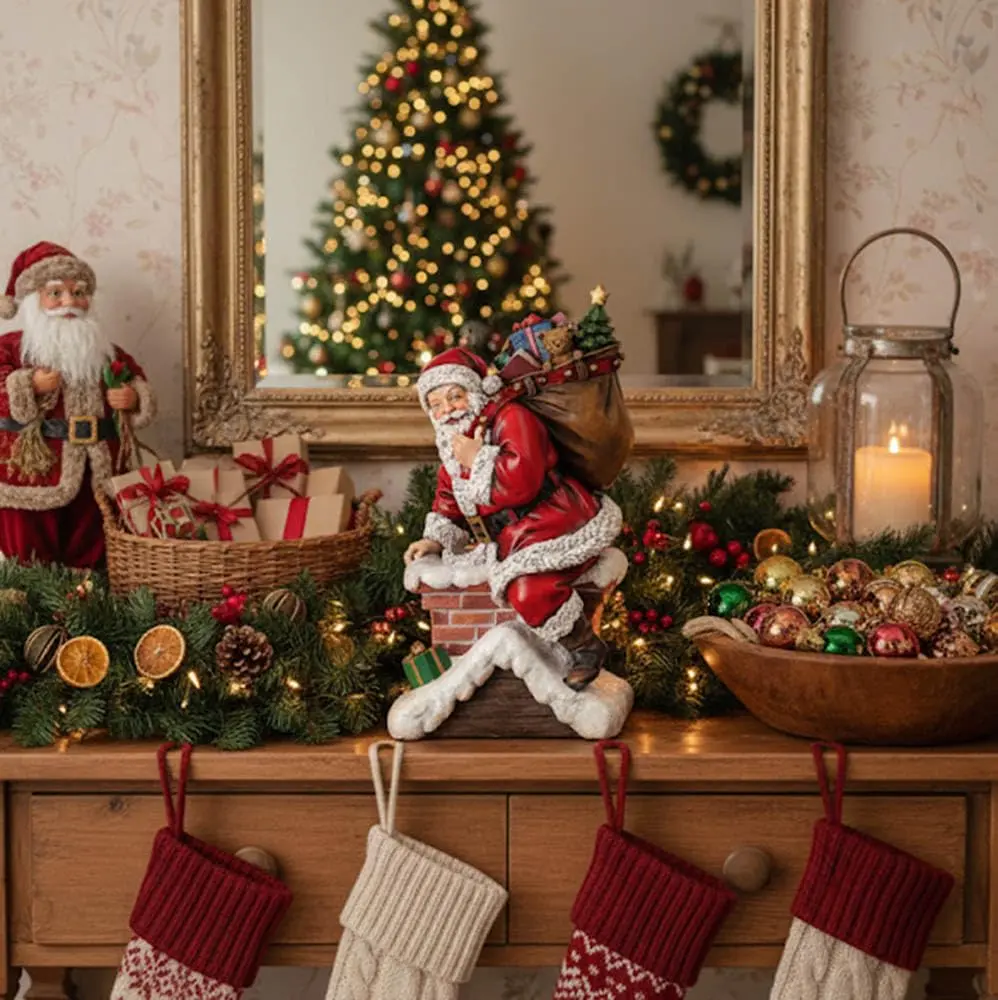 Napco Imports Santa Claus Climbing Down Chimney Resin Figurine | Christmas Decor Accent - view 6