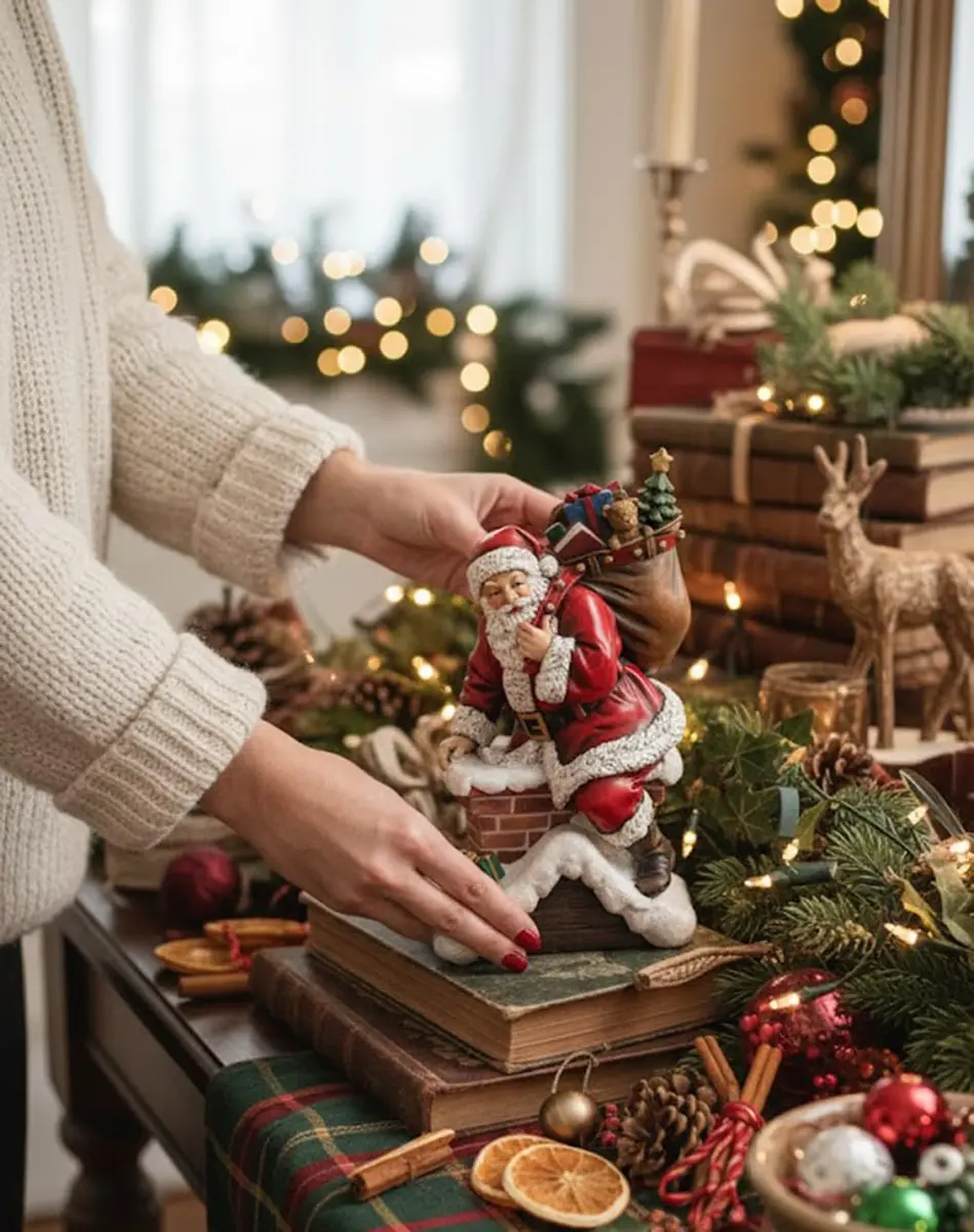 Napco Imports Santa Claus Climbing Down Chimney Resin Figurine | Christmas Decor Accent - view 2
