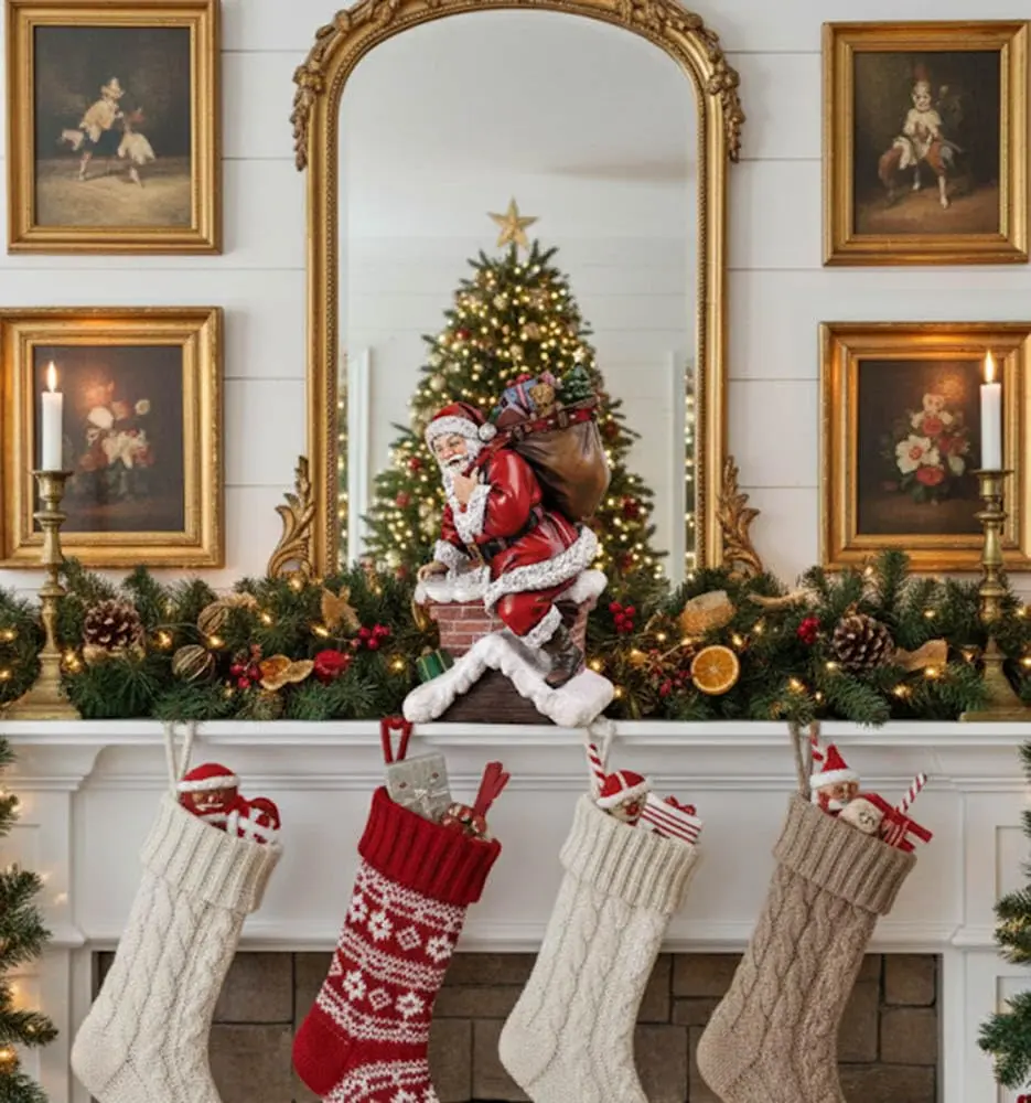 Napco Imports Santa Claus Climbing Down Chimney Resin Figurine | Christmas Decor Accent - view 3