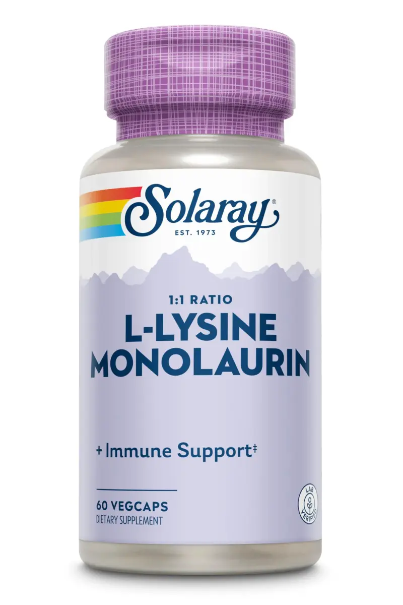 SOLARAY L-Lysine Monolaurin Immune Support Supplement 1,000 mg (500 mg Each) 60 VegCaps | Supports Immune System & Gut Health - view 4