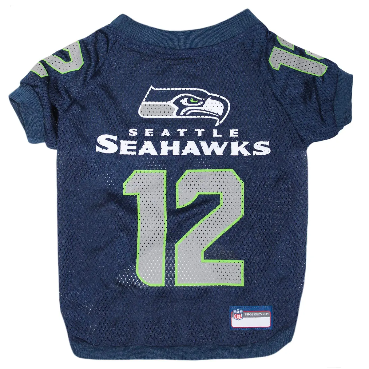 Pets First NFL Seattle Seahawks Jersey for PETS. - SEATTLE SEAHAWKS RAGLAN JERSEY '12th Man' - Small | Official NFL Pet Jersey with Team Logo & Durable Mesh - main product image