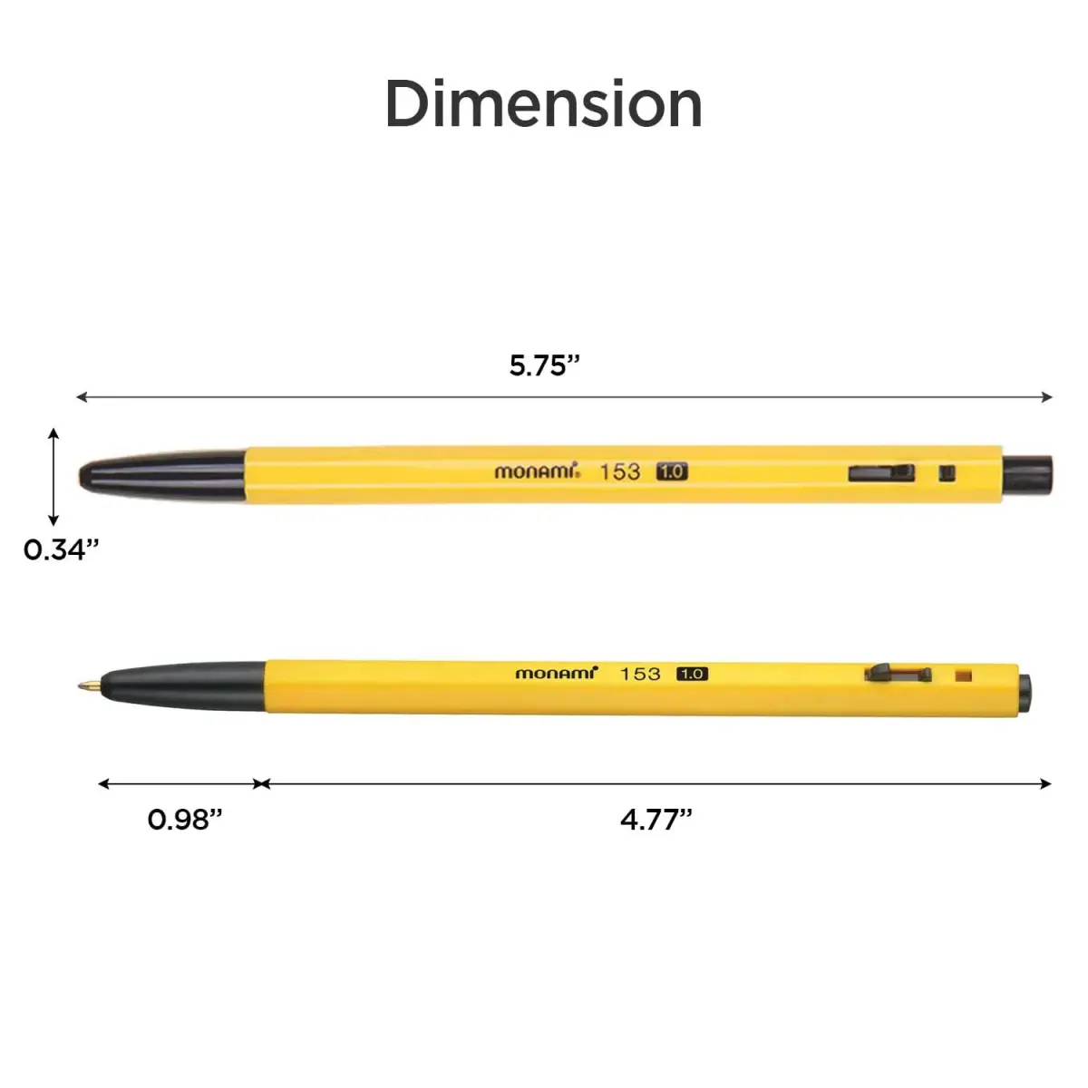 MONAMI BP 153 Retractable Ballpoint Pen, Medium Point (1.0mm), Black, 12-Count | Smooth Ink Flow - view 7