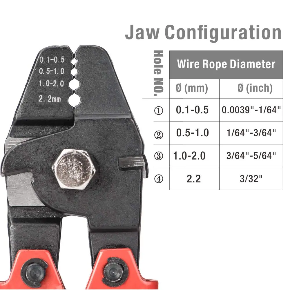 IWISS Wire Rope Swager for Crimping Fishing Lines Up To 2.2mm | 250mm (9.84 in) Heavy Duty Carbon Steel Tool - view 7