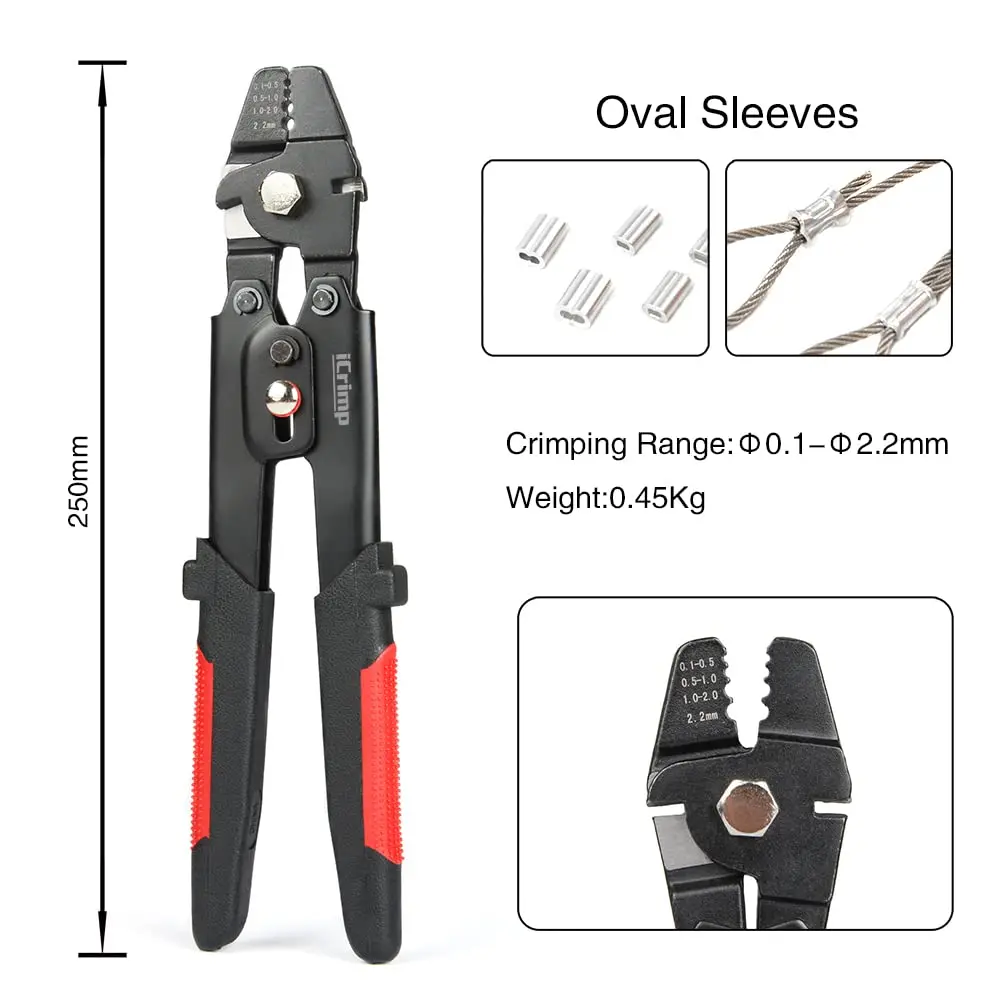 IWISS Wire Rope Swager for Crimping Fishing Lines Up To 2.2mm | 250mm (9.84 in) Heavy Duty Carbon Steel Tool - view 2