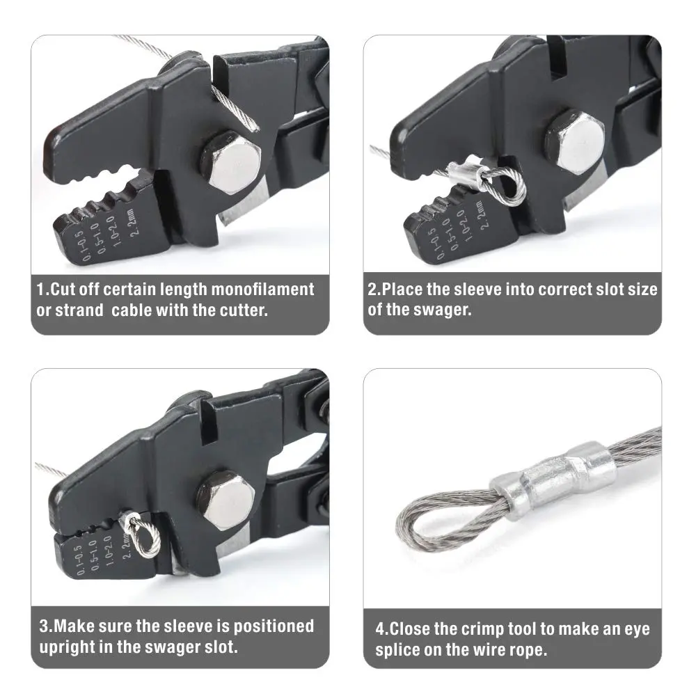 IWISS Wire Rope Swager for Crimping Fishing Lines Up To 2.2mm | 250mm (9.84 in) Heavy Duty Carbon Steel Tool - view 3