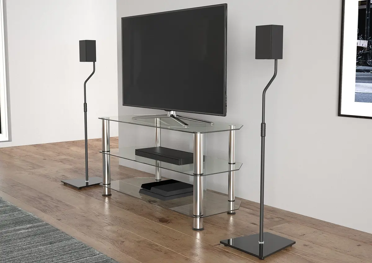 AVF EAK85B-A Adjustable Speaker Floor Stands 31-41 Inch Height | Steel and Glass Pair for Speakers up to 5 kg (11 lbs) - view 7