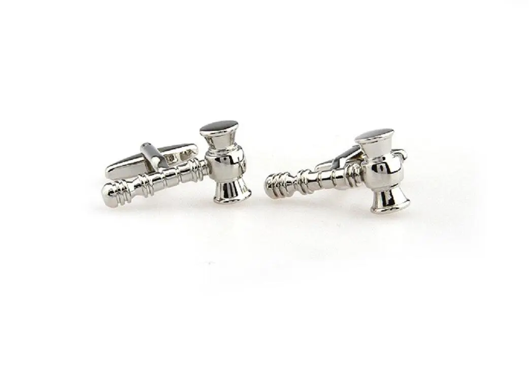 MRCUFF Law Gavel Mallet Judge Lawyer Mason Cufflinks with Presentation Gift Box & Polishing Cloth (Pair) - view 3