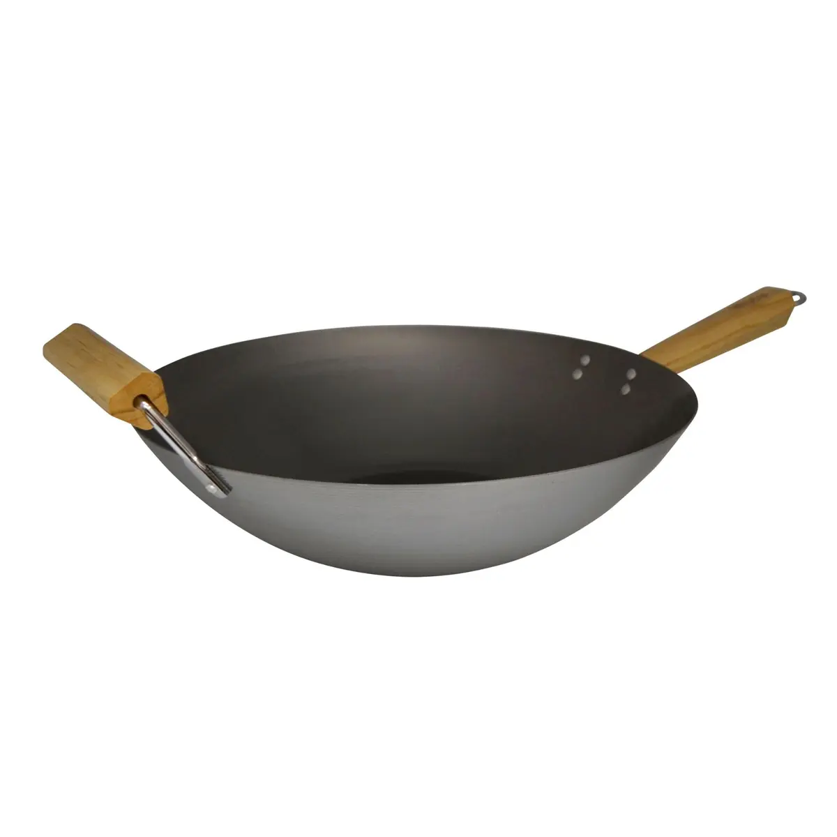 Imusa 14 Inch Carbon Steel Wok with Wood Handles | Versatile Asian Cooking Essential - main product image