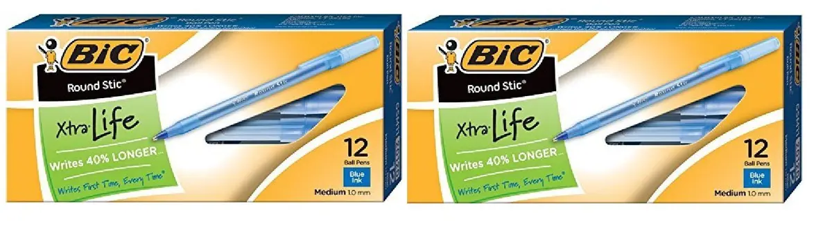 BIC Round Stic Ball Pen, Medium Point, 1.0 mm, Blue Ink | Reliable Writing Instrument for India - main product image