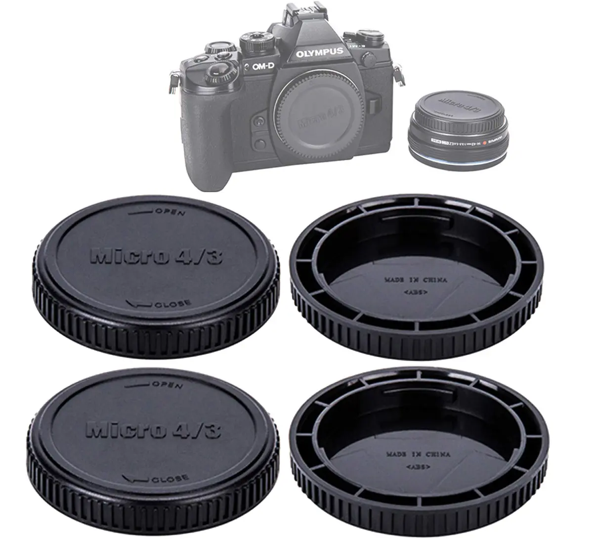Fotasy M43 Lens Rear Cap & Camera Body Cap 2-Pack | Micro Four Thirds Dust Sensor Cover for Olympus/Panasonic - main product image